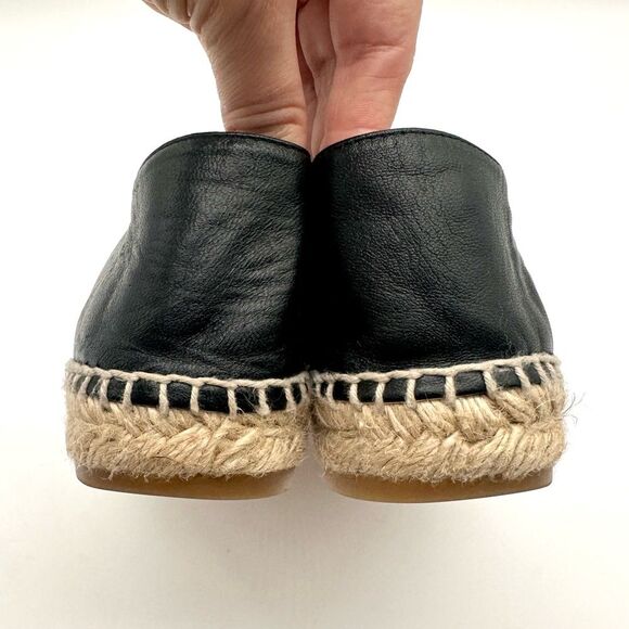 Chanel CC Lambskin Leather Espadrilles Cap Toe Black Slip On Flats EU 39 US8-8.5 - Picture 5 of 8